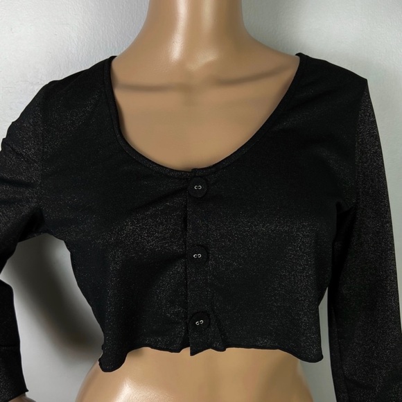NEW ONIA BLACK METALLIC CROP TOP - Picture 3 of 9